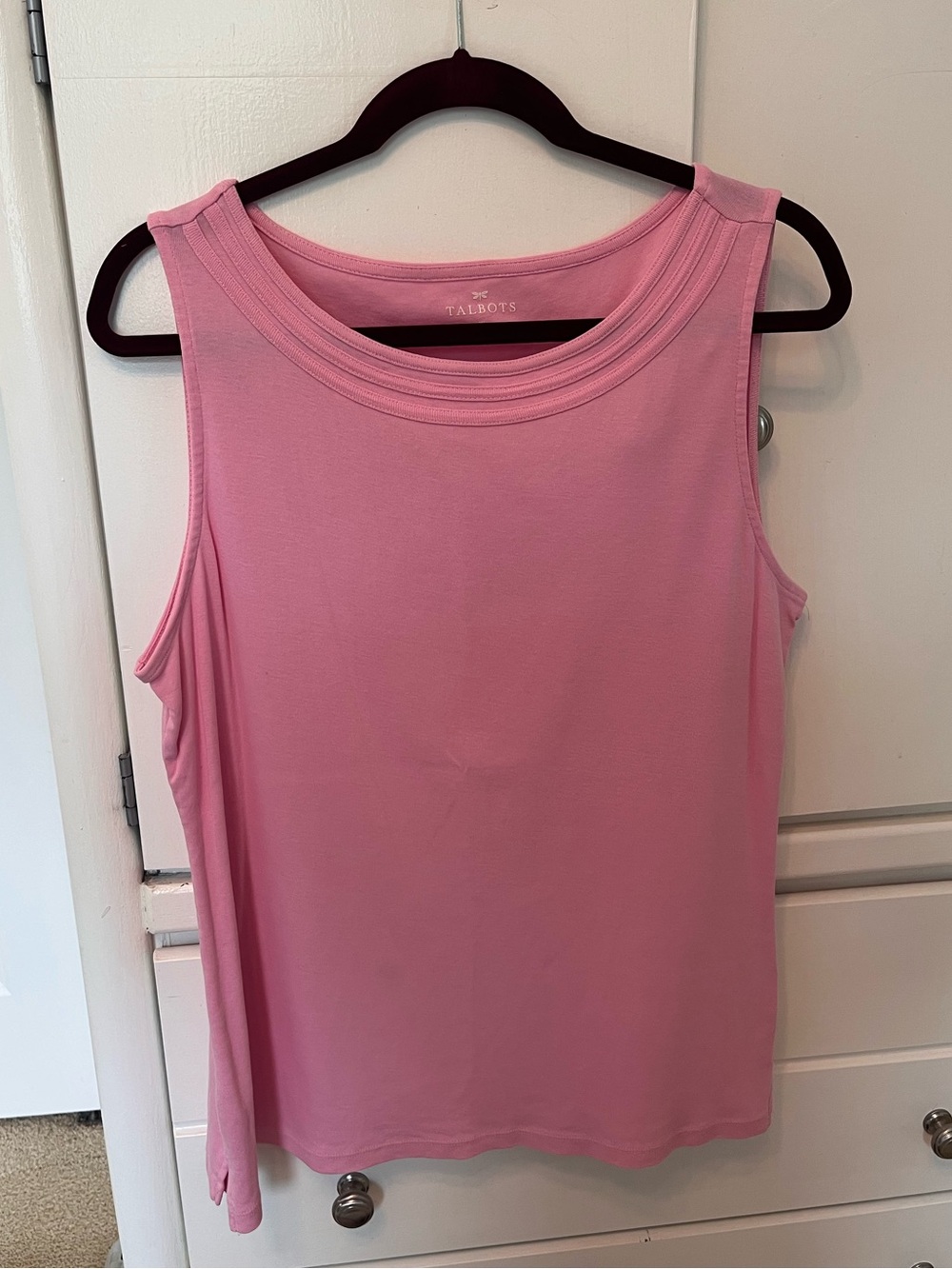 Talbots Pink Sleeveless Scoop Neck Tank Top Cotton Size XL